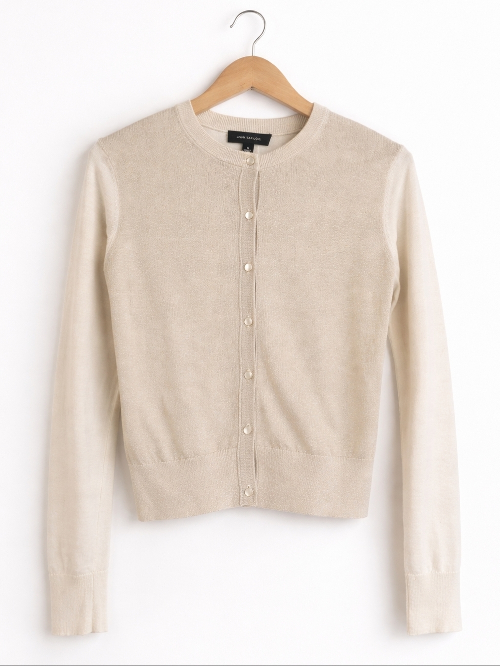 🎉HP🎉 Ann Taylor Cream Button Up Cardigan Metallic Accent 24942